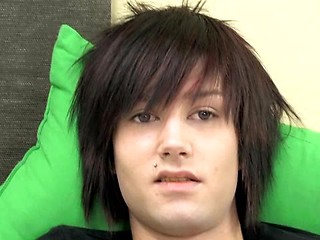 Skinny emo boy Brandon shows his small soft cock